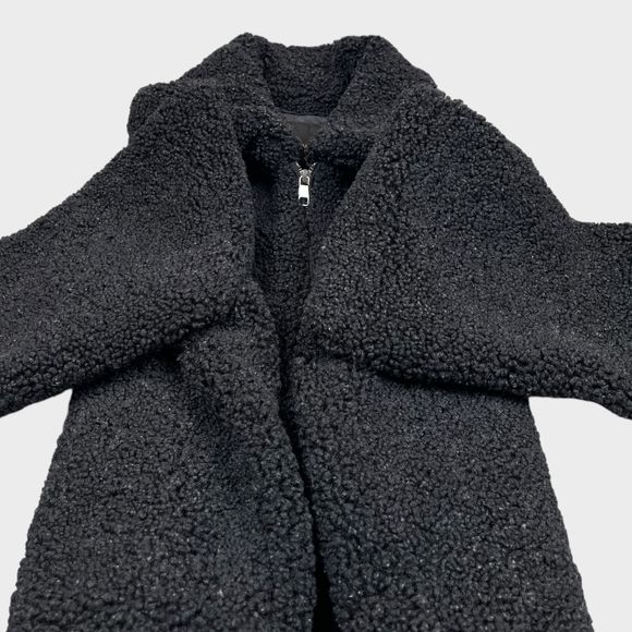 Banana Republic Full Zip Sherpa Bomber Jacket in Black Women's Size XL - Picture 7 of 14